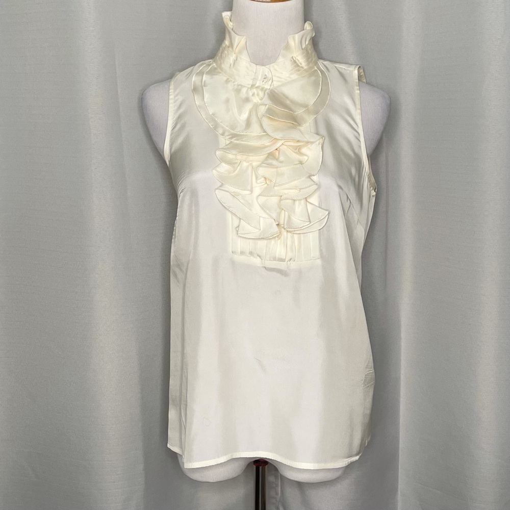 J.Crew silk ruffle front shell